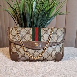Gucci Brown and Gold Chain Shoulder Bag
